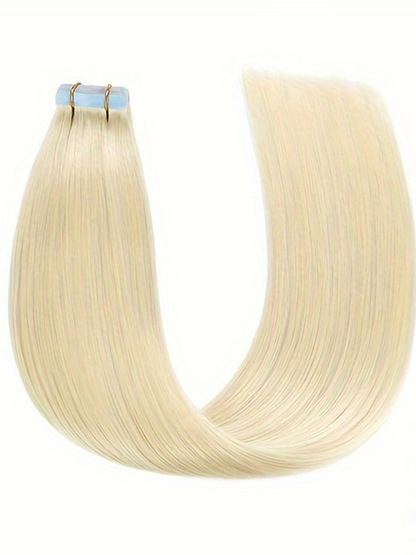 #60 Platinum Blonde Straight Hair Tape Human Hair Extensions