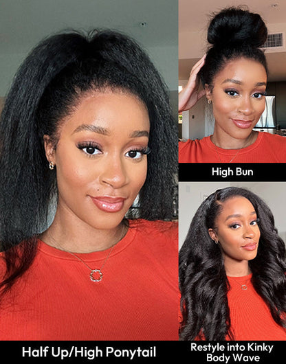 Invisi Strap 360 Skin Lace Frontal Kinky Straight Wig Pre Everything Wig Natural Look