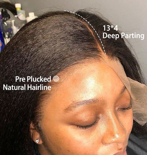 Regina- Glueless Kinky Straight 13x4 Lace Front Bob Wig Yaki Straight Human Hair Wig