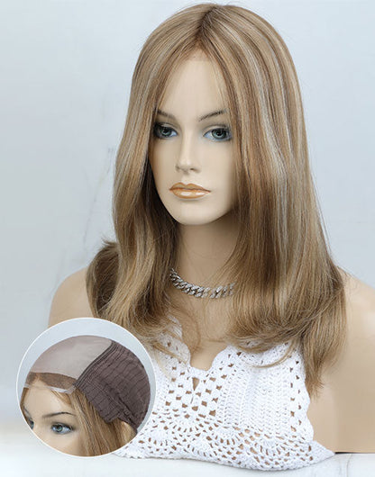 Tayor-Custom Made 5x5.5 Lace With Mono Top Blonde Highlights 8/24/27-8R Human Hair Wig