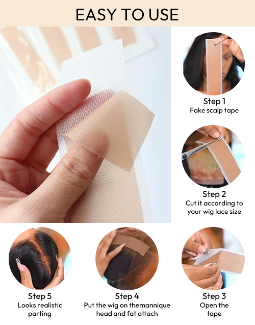 Real Scalp Tape For Lace Parting Medical Silicone Scalp For Lace Wig Grids & Knots Concealing