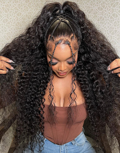 Edith- 13X5 Pre Everything Glueless Water Wave Human Hair Wigs Pre Cut 7X5 Wigs