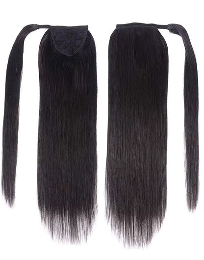 Ponytail Human Hair Extensions Straight Wrap Around Human Hair 12"-30" Ponytail Extension for Women